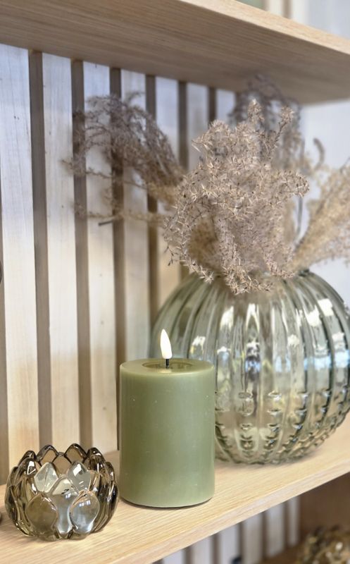 Led kubbelys olivengrønn 10 cm