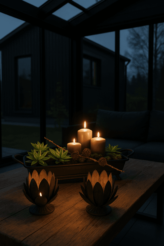 Lykt blomst metall liten