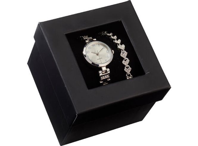 Hovedbilde Armbånd og klokke hvit m/tall