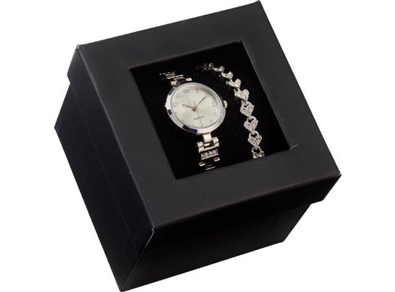 Armbånd og klokke hvit m/tall