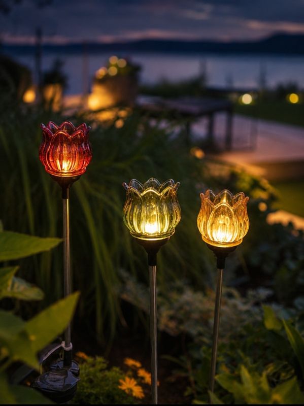 Blomsterpinne tulipan gult glass solar