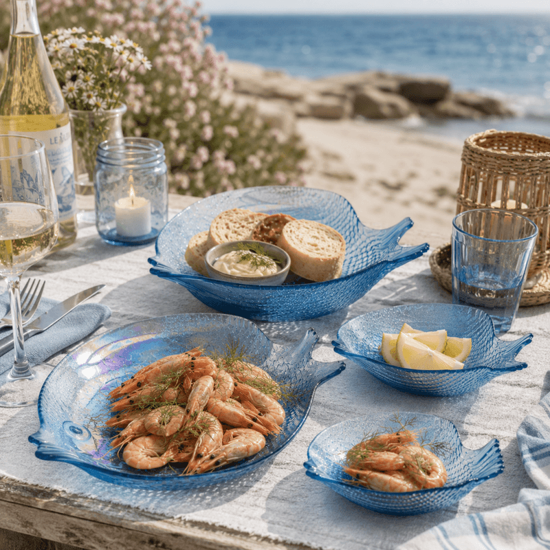 Glasskål fisk blå 2 pk.