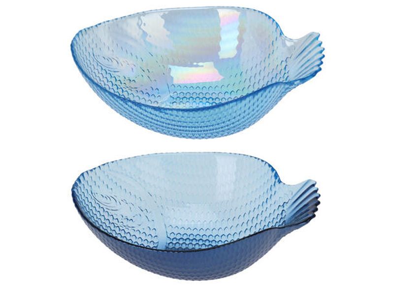 Glasskål fisk blå 2 pk.