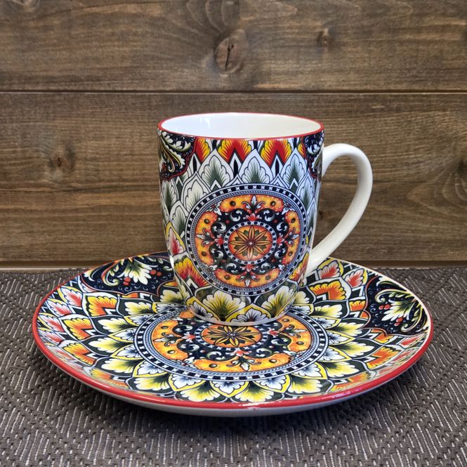 Hovedbilde Krus og asjett Bohem rød