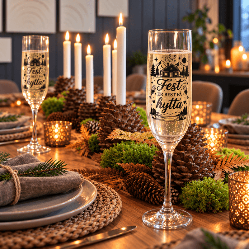 Champagneglass fest på hytta
